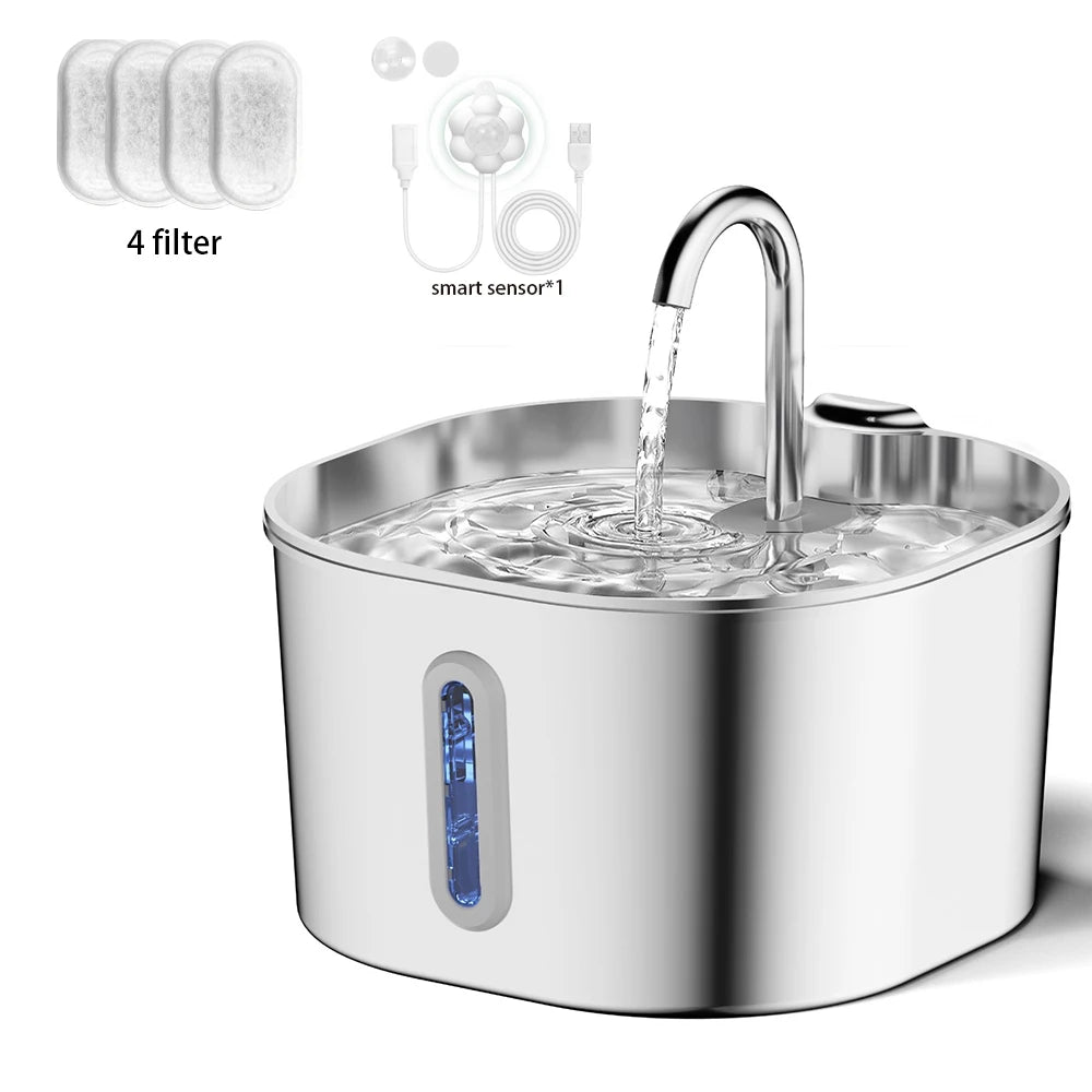 Stainless Steel Cat Water Fountain – 2.2L