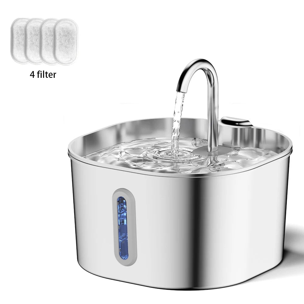 Stainless Steel Cat Water Fountain – 2.2L